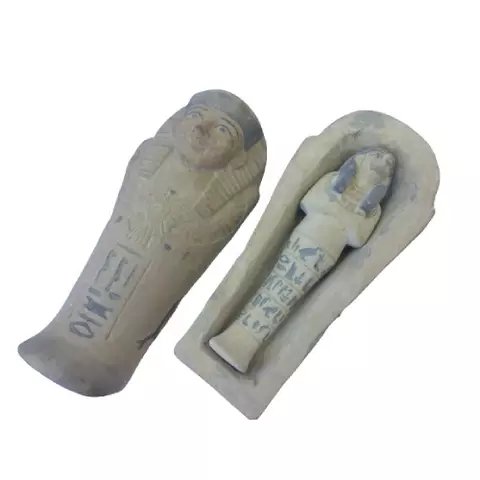 27 cm Royal Coffin Statue – Hand-Carved Sandstone Sarcophagus