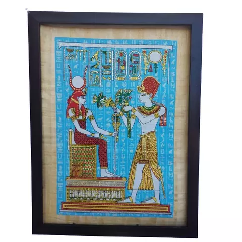 Hathor Offering Papyrus Art 30×40cm