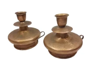 Vintage Copper Candle Holders 12cm