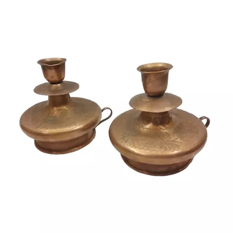 Vintage Copper Candle Holders 12cm