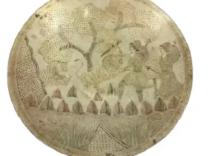 Lion Fighter Brass Statue 35cm