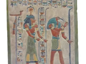 Thoth Seshat Limestone Plaque 19×17cm