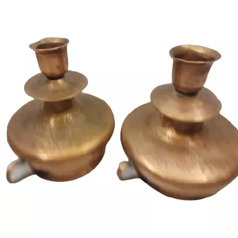 Vintage Copper Candle Holders 12cm