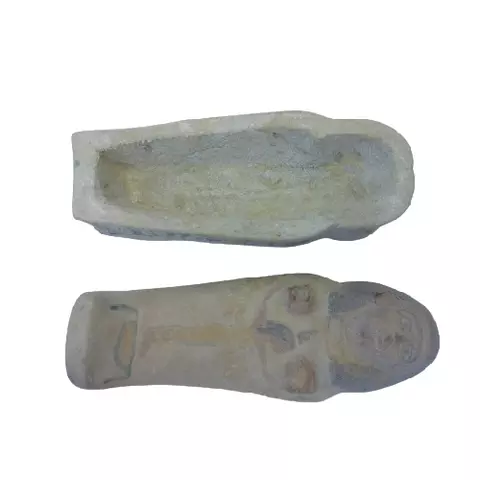 Royal Coffin Statue – 18 cm Handmade Egyptian Sandstone Sarcophagus | Vintage Pharaonic Decor