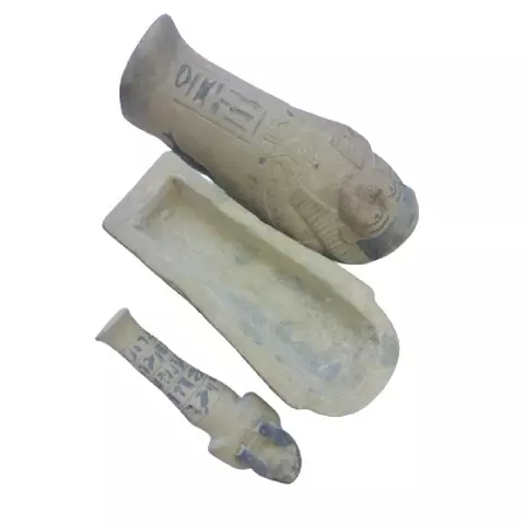 27 cm Royal Coffin Statue – Hand-Carved Sandstone Sarcophagus